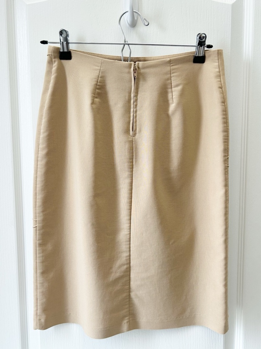 Garage Tan Beige Pencil Skirt with Diagonal Seams Camel Size 4 - Picture 4 of 12